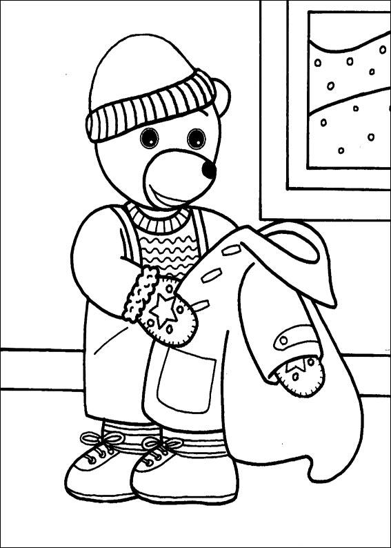 coloriage petit ours brun retire son manteau